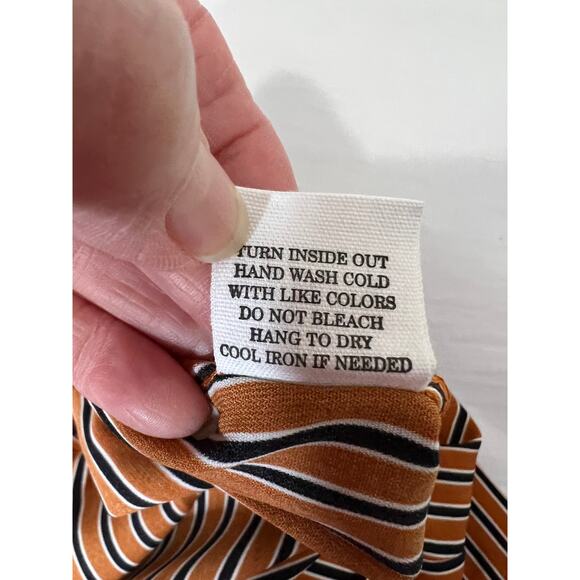 Blu Pepper womens size L pants brown/black striped belted wide leg cropped boho - Picture 10 of 10